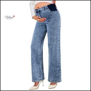 Maternity Jeans High Waist Straight Leg Stretch Denim Pants S-XXL